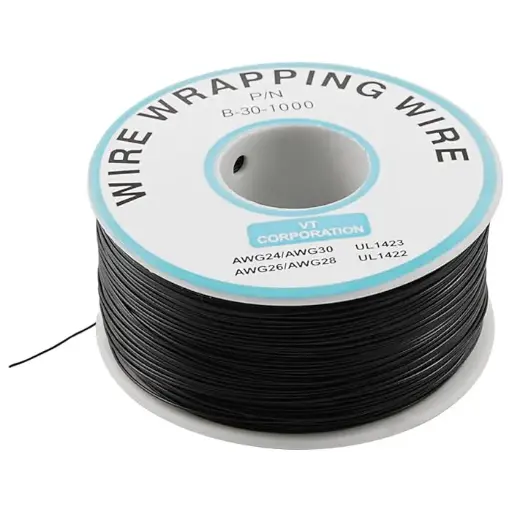 [95-A9WM-MF65] B-30-1000 Insulated PVC Coated 30AWG Wire Wrapping Wire, Green (230 Meters) for Electronics Projects