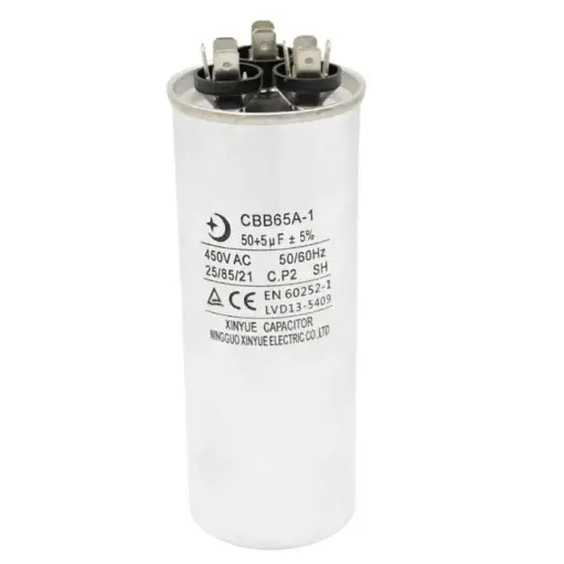 [AY-92Q4-0XBB] CBB65A-1, 50+5uF 450V AC Motor Capacitor, Dual Run, High Durability